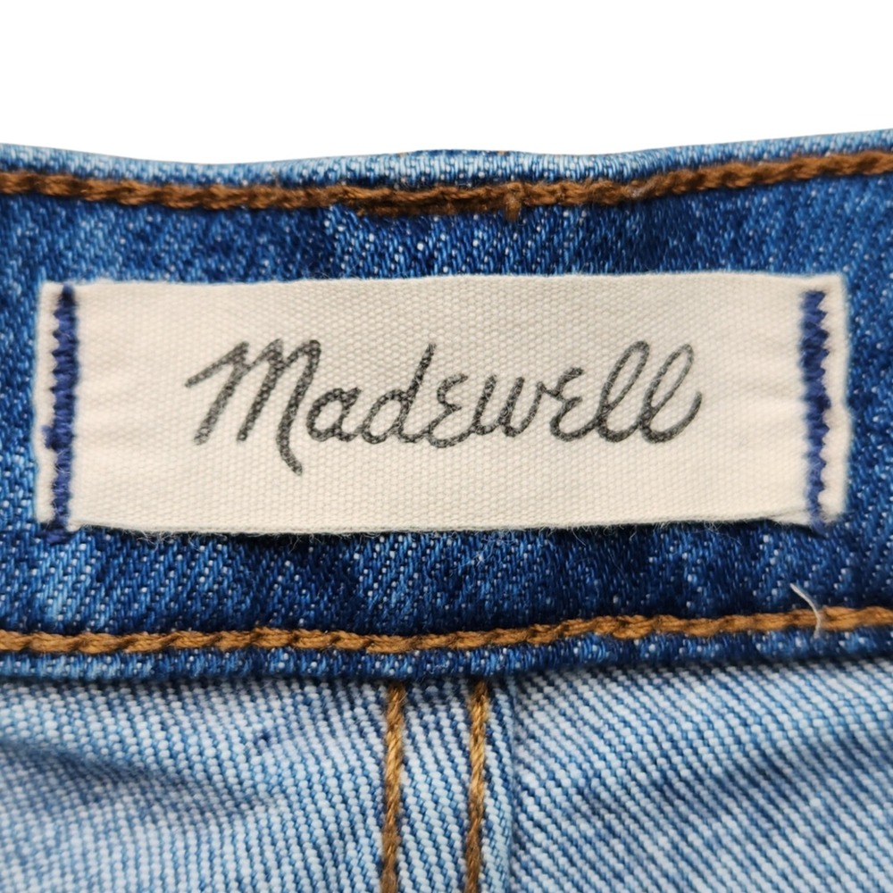 Madewell Jeans Women's 27 Fits 28x22 Blue Wide Leg Crop Raw Hem Faded Summer - Picture 8 of 14